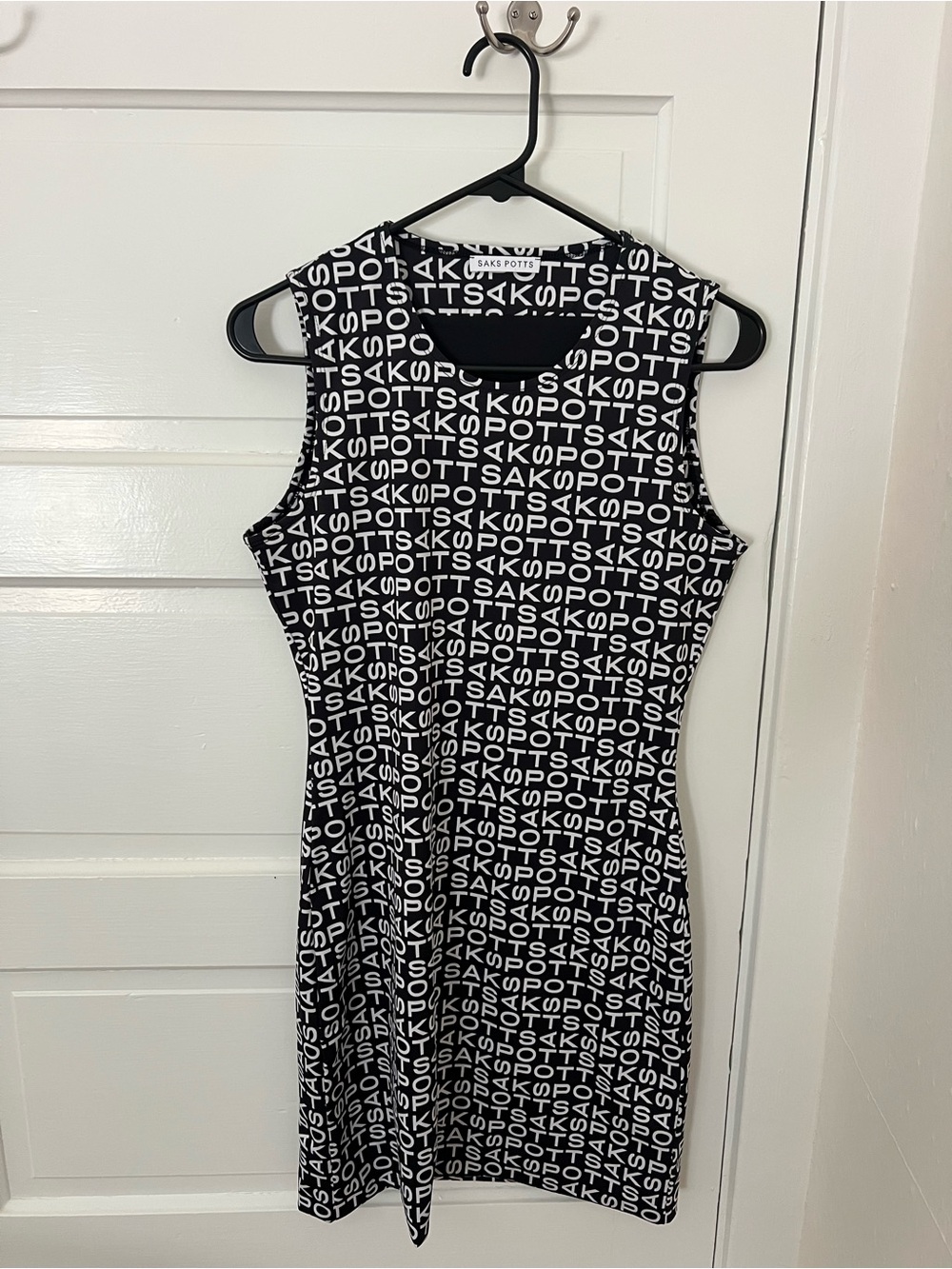 Saks Potts Black and White Logo Dress